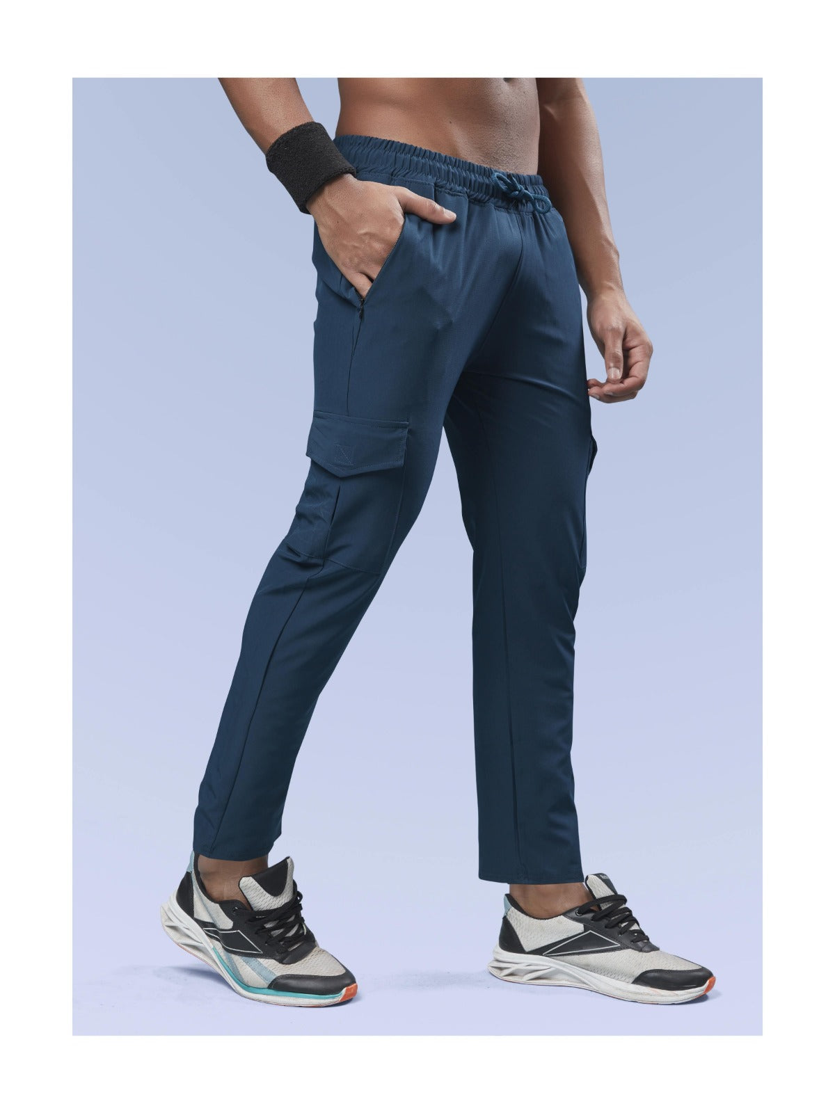 Men Solid Relax Fit Sports Cargo Trackpants at Wholesale Price J-675-(B) | 8 Pcs Box