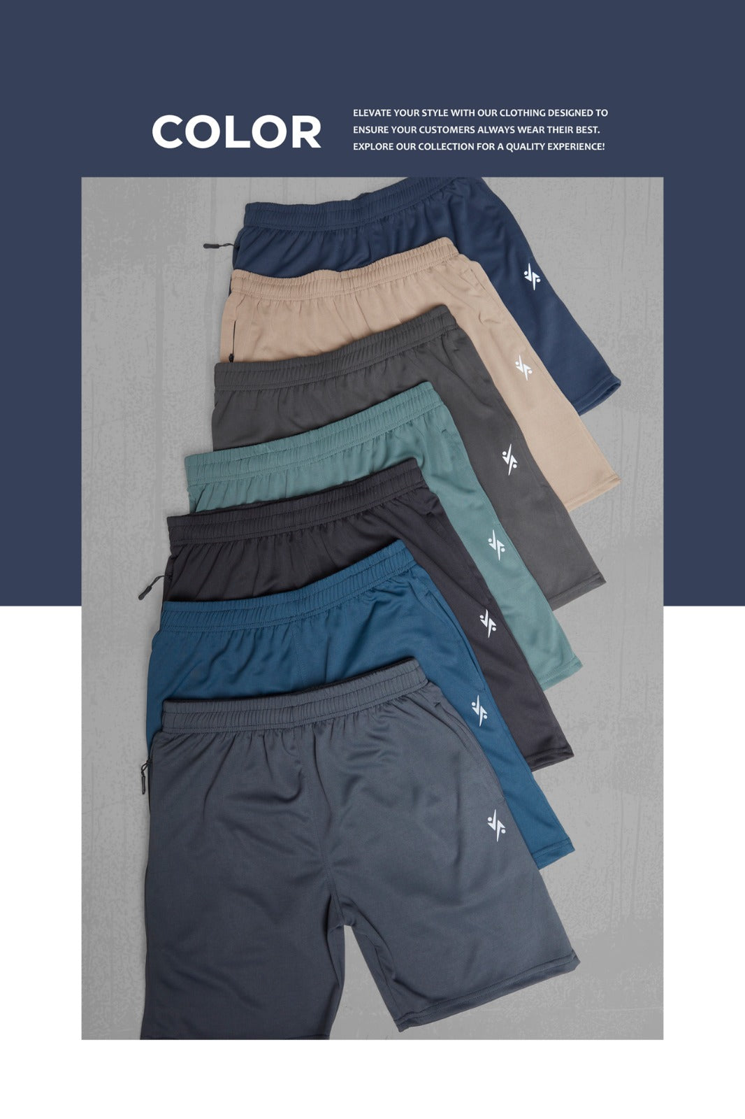 Men Solid Slim Fit Shorts with Flexion at Wholesale Price QR 26 | 8 Pcs Box