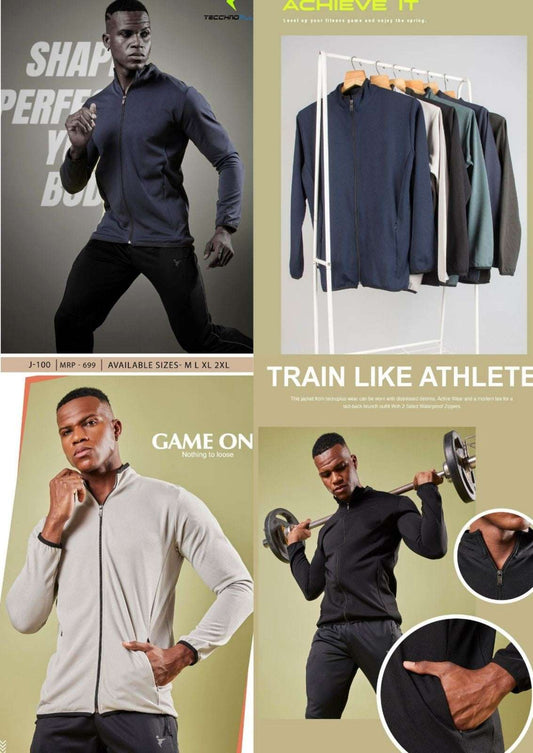 Men Solid Slim Fit Mock Neck Jacket at Wholesale Price J 100 | 6 Pcs Box