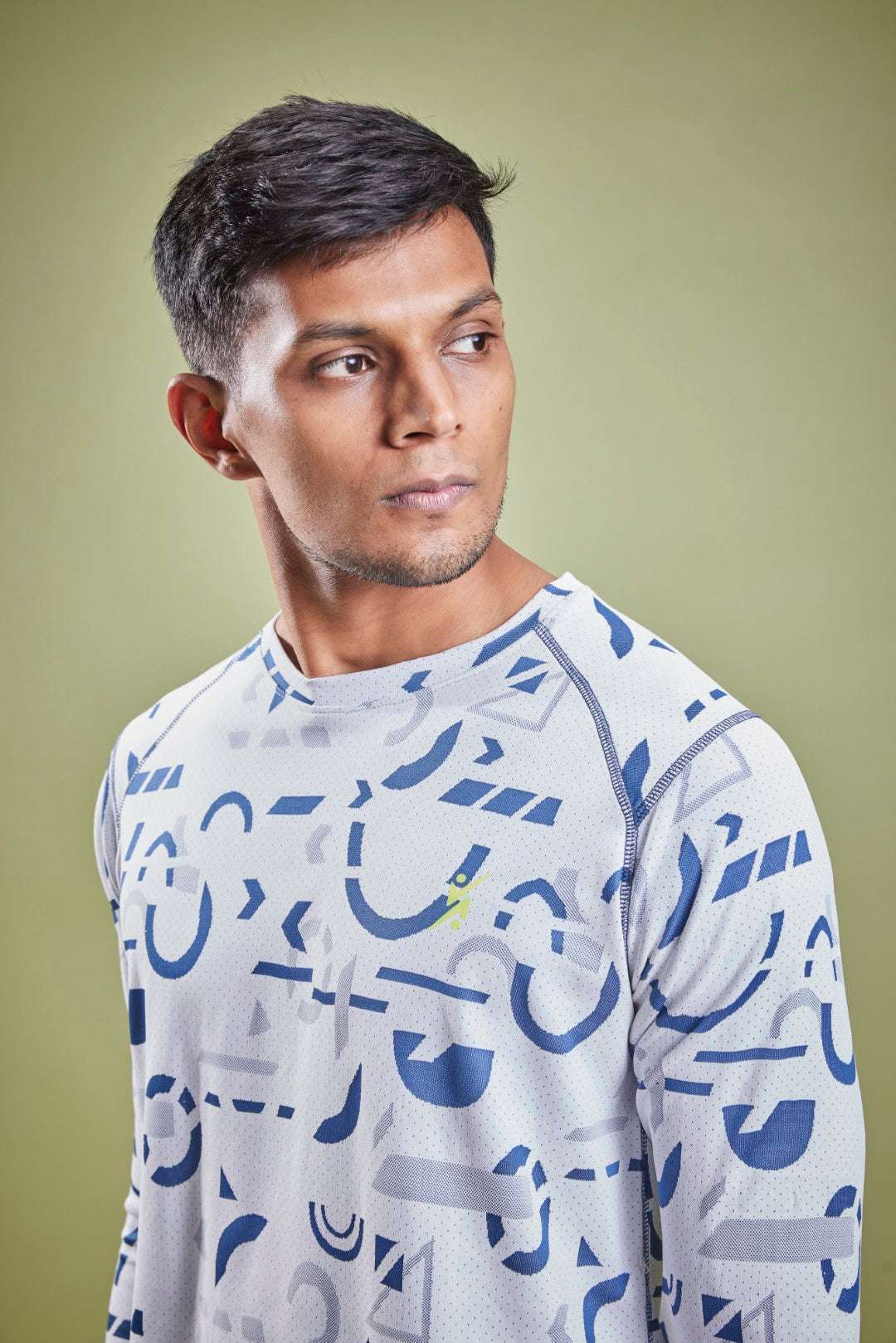 Men Abstract Print Slim Fit Crew Neck T-shirt at Wholesale Price J 126 | 6 Pcs Box