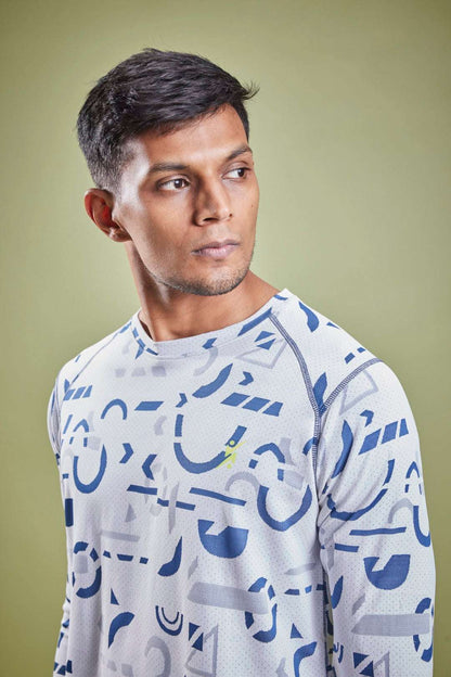 Men Abstract Print Slim Fit Crew Neck T-shirt at Wholesale Price J 126 | 6 Pcs Box