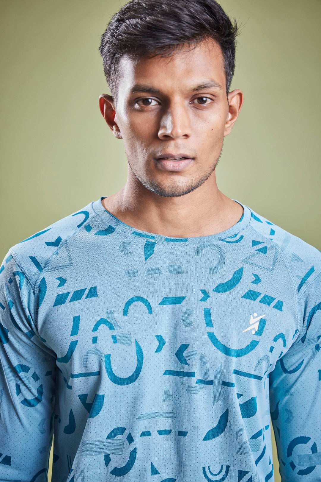 Men Abstract Print Slim Fit Crew Neck T-shirt at Wholesale Price J 126 | 6 Pcs Box