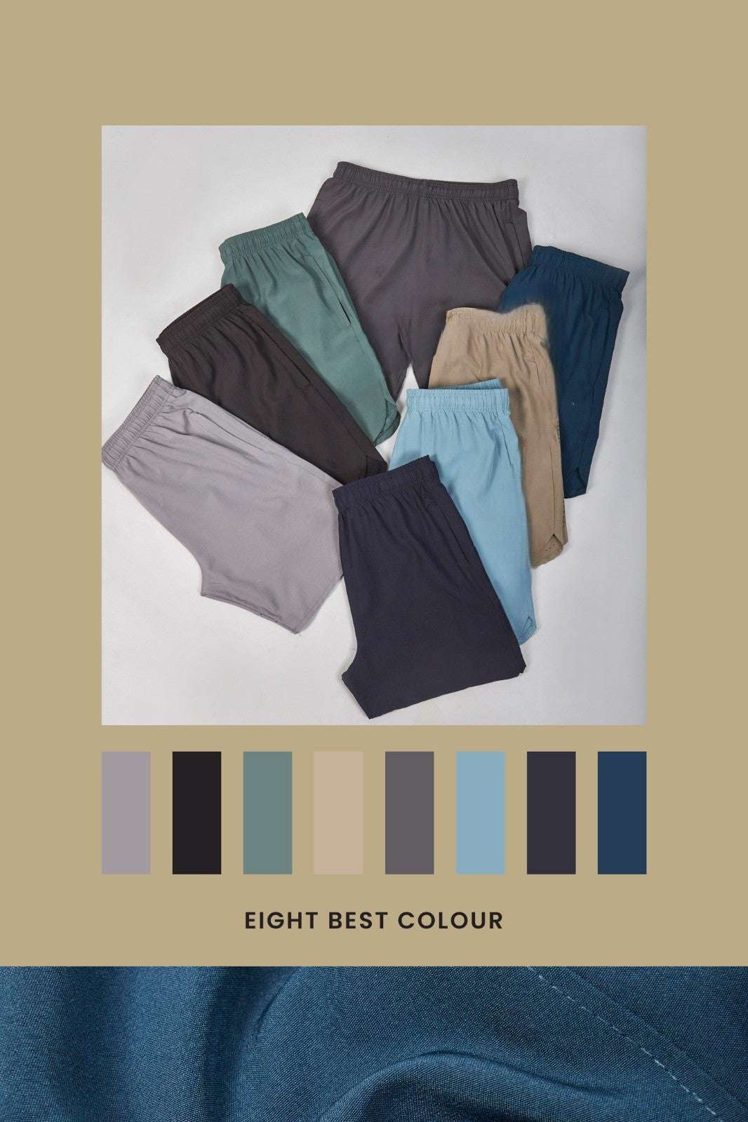 Men Solid Slim Fit Short Tighty Pant at Wholesale Price J 84 | 8 Pcs Box