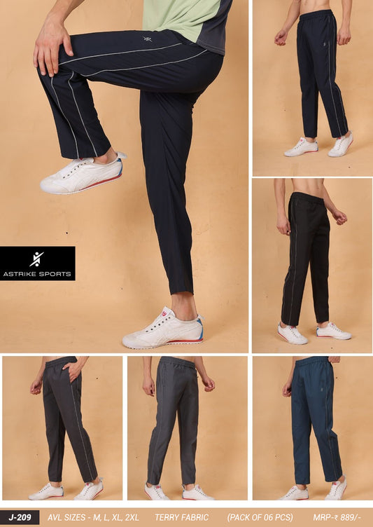 Men Regular Fit Sports Terry Fabric Track pant at Wholesale Price J-209 | 6 Pcs Box