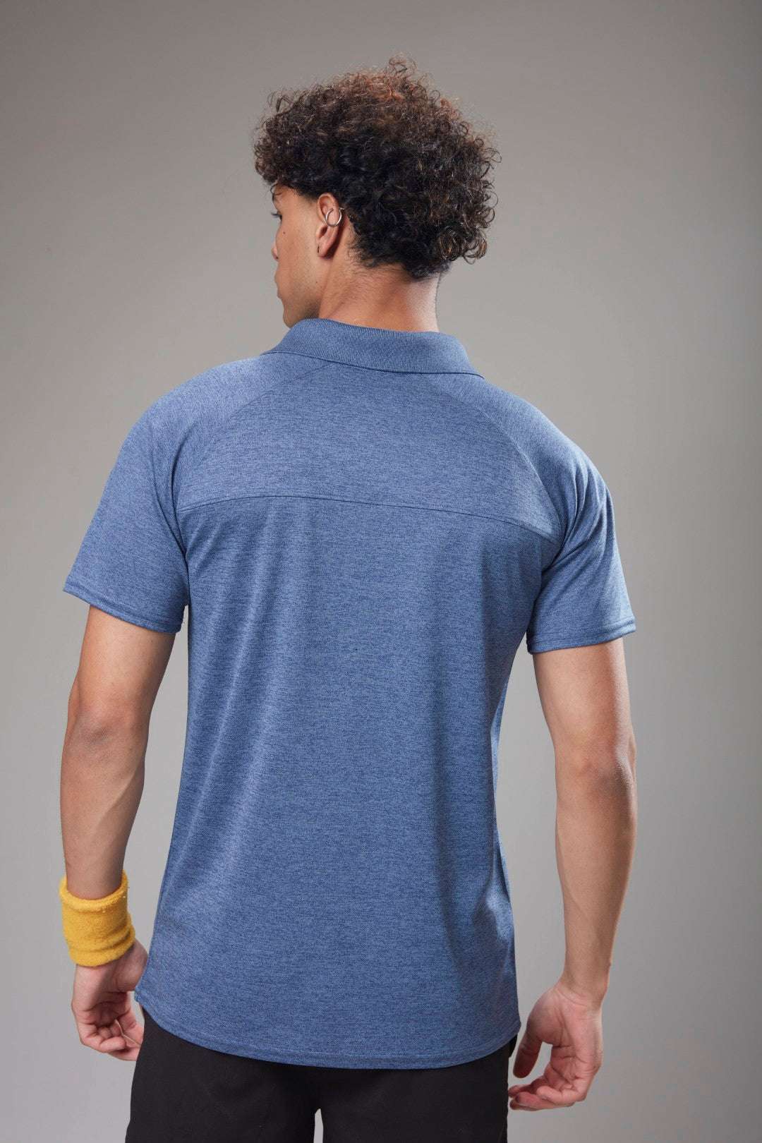 Men Solid Slim Fit Polo Neck T-shirt at Wholesale Price QR 41 | 8 Pcs Box
