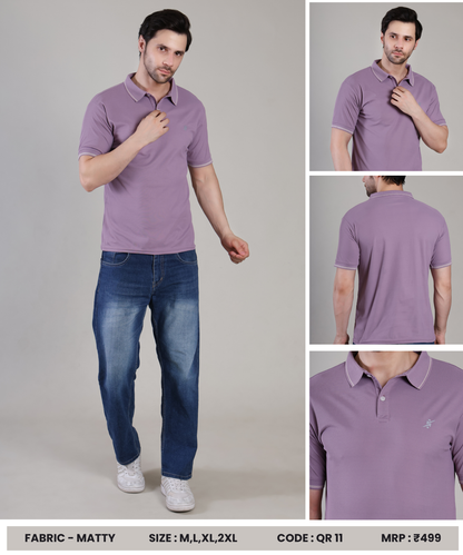 Men Slim Polo Neck T-shirt at Wholesale Price QR 11 | 6 Pcs Box