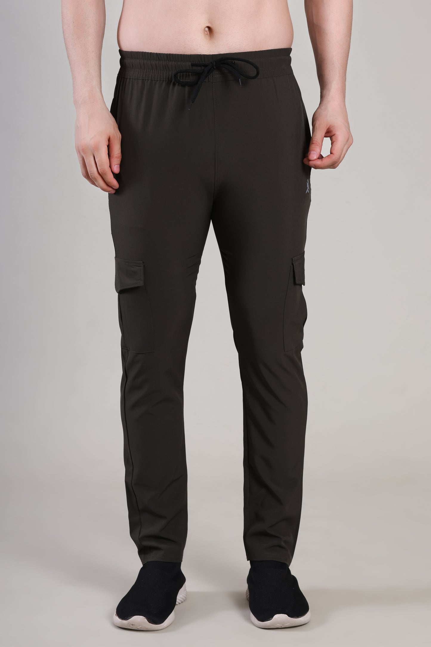 Men Solid Relax Fit Sports Cargo Trackpants at Wholesale Price QR 87 | 6 Pcs Box