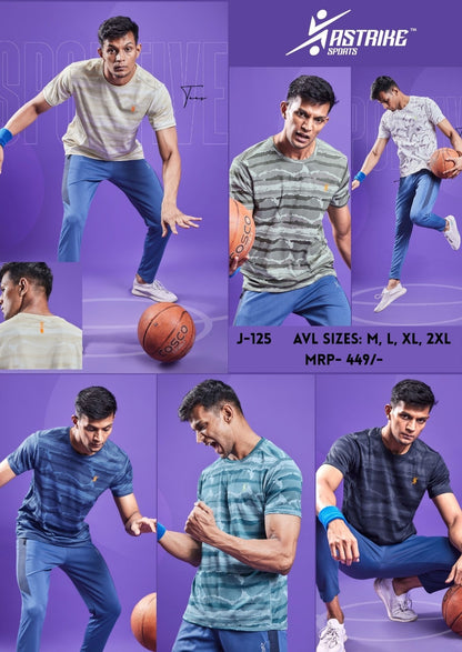J-125 Men Jacquard Slim Fit Round Neck T-shirt | 6 Pcs Packing
