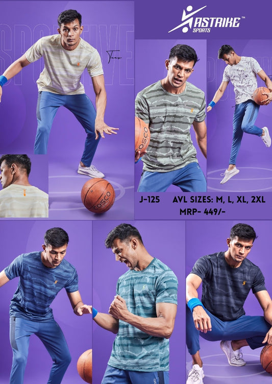 J-125 Men Jacquard Slim Fit Round Neck T-shirt | 6 Pcs Packing