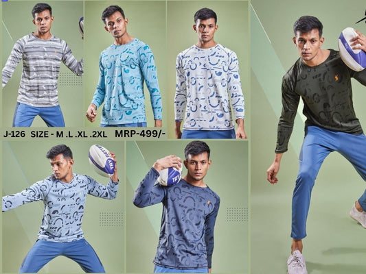 Men Assorted Jacquard Printed T Shirt J-126 | Mix Size & Color Box