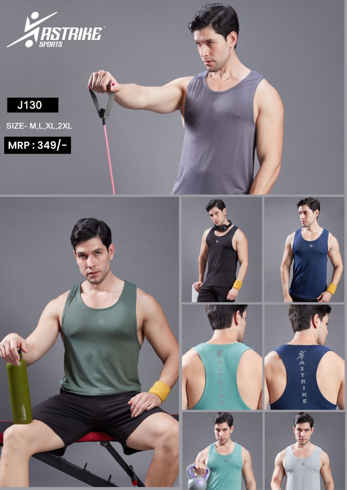 Men Slim Fit Crew Neck Innerwear Vest at Wholesale Price J-130 | 6 Pcs Box