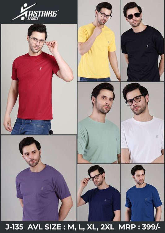 Men Assorted Polyester T-Shirt J-135 | Mix Size & Color Box