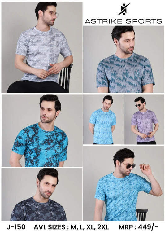 Men Abstract Print Slim Fit Crew Neck T-shirt at Wholesale Price J 150 | 8 Pcs Box