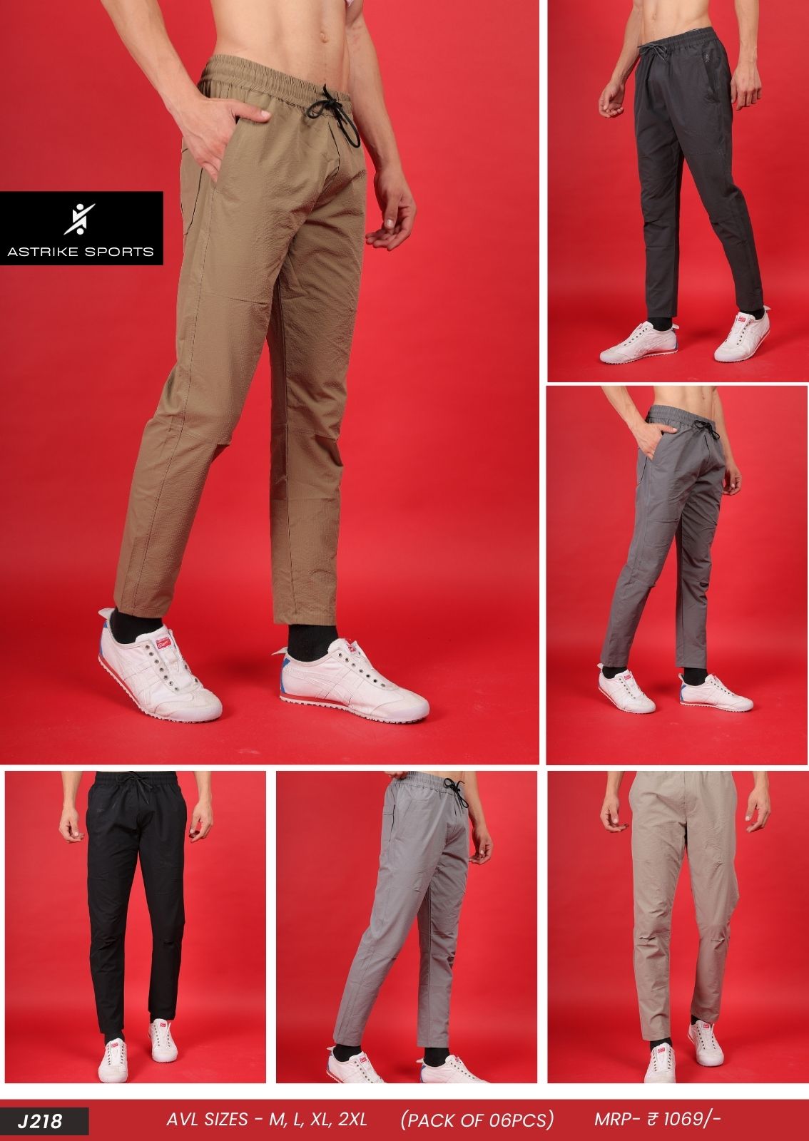 Men Regular Fit Sports Track pant at Wholesale Price J-218 | 6 Pcs Box