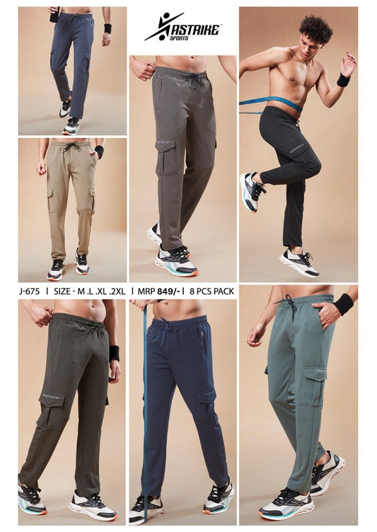 Men Solid Relax Fit Sports Cargo Trackpants at Wholesale Price J 675 | 8 Pcs Box