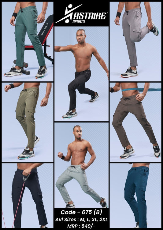 Men Solid Relax Fit Sports Cargo Trackpants at Wholesale Price J-675-(B) | 8 Pcs Box