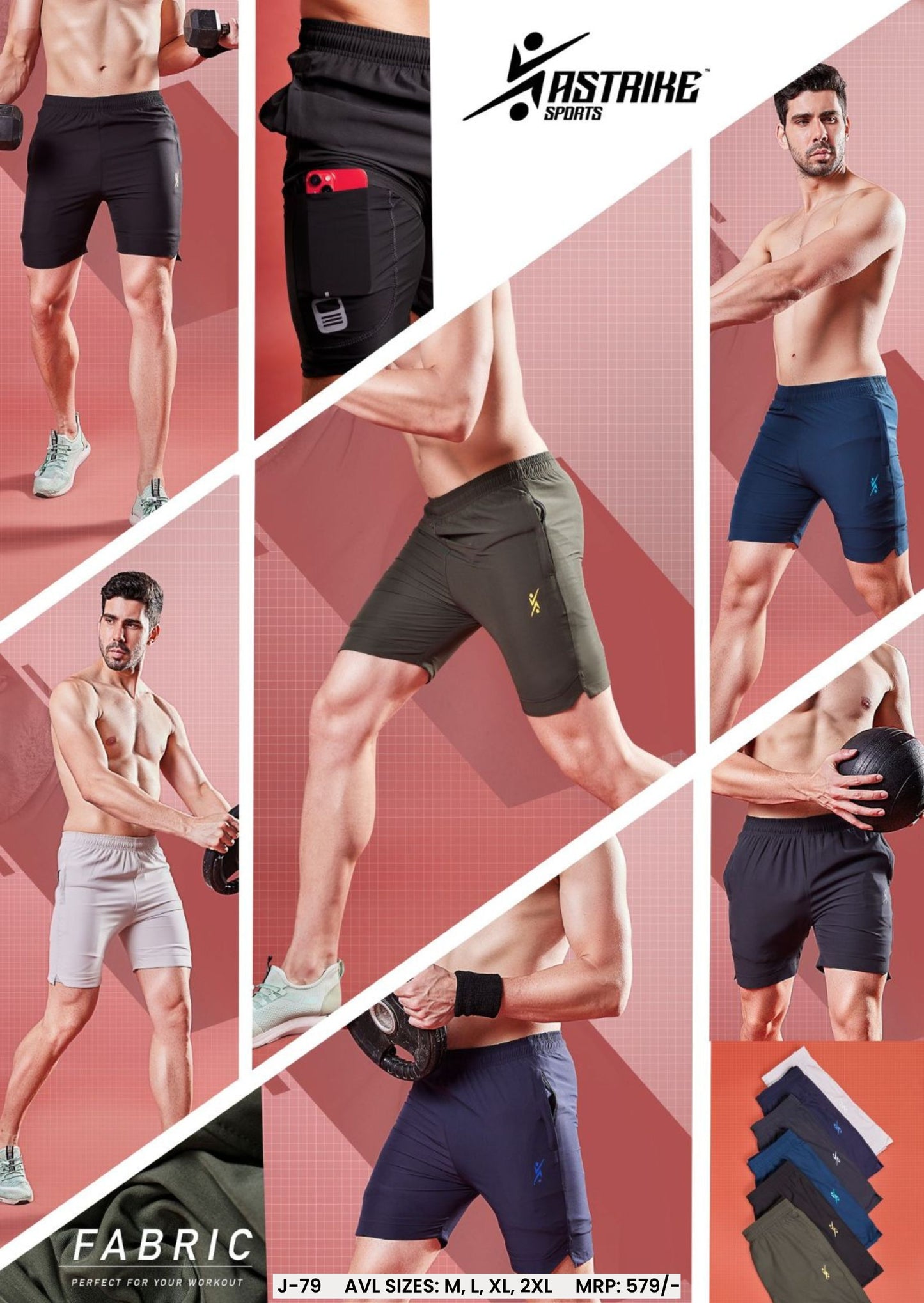 Men Solid Slim Fit Short Tighty Pant at Wholesale Price J 79 | 6 Pcs Box