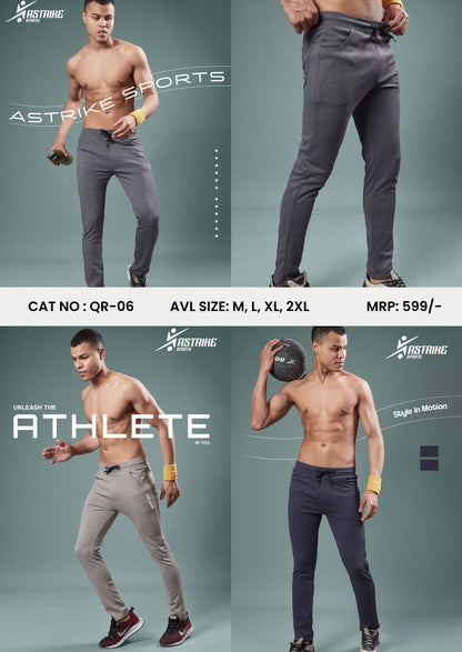 Men Solid Relax Fit Sports Trackpants at Wholesale Price QR 06 | 5 Pcs Box