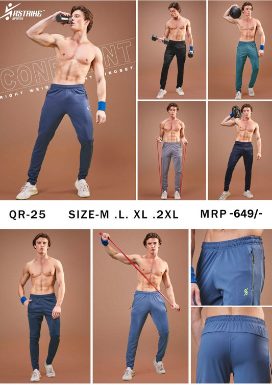 Men Solid Slim Fit Trackpants at Wholesale Price QR 25 | 8 Pcs Box