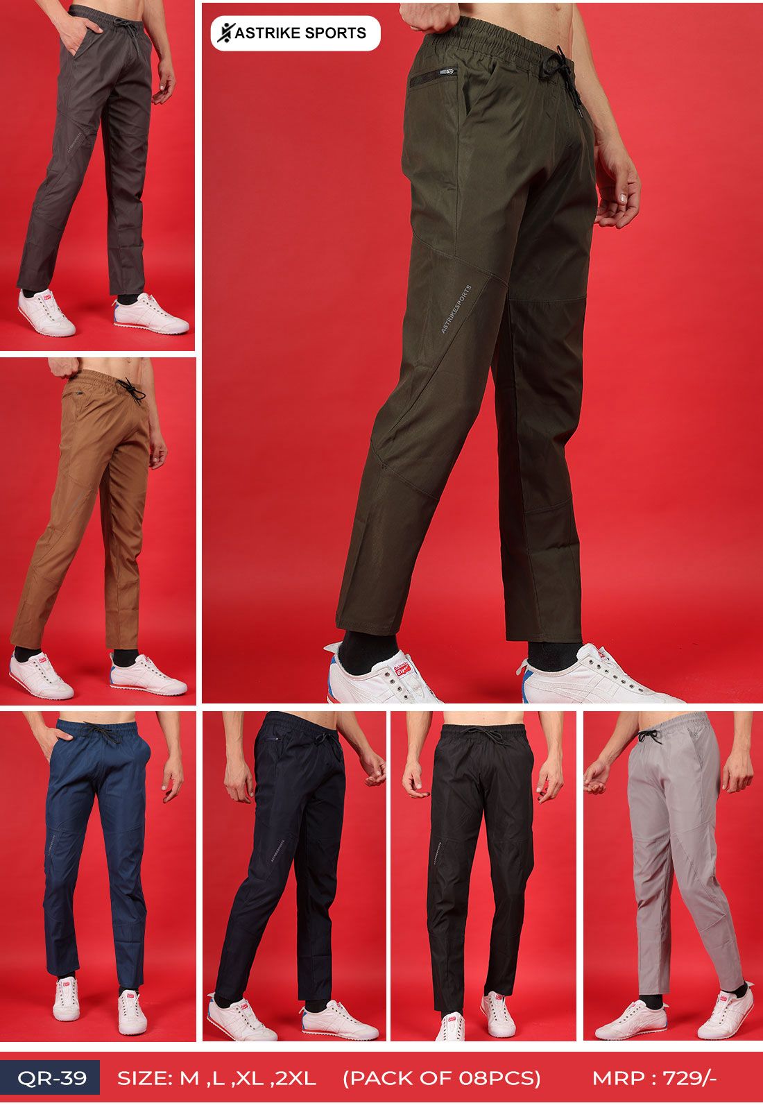 Men Regular Fit Sports Track pant at Wholesale Price QR-39 | 8 Pcs Box
