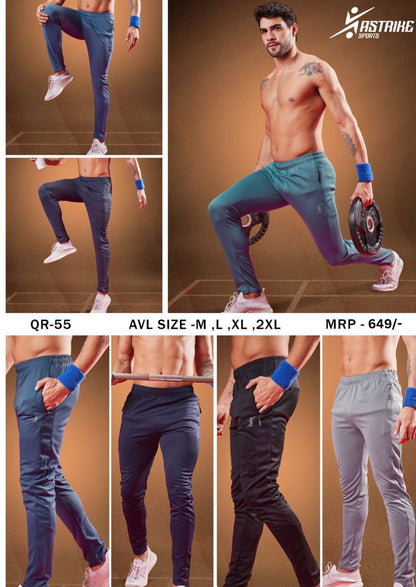 Men Solid Slim Fit Trackpants at Wholesale Price QR 55 | 8 Pcs Box