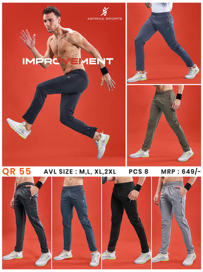 Men Solid Slim Fit Trackpants at Wholesale Price QR 55 | 8 Pcs Box