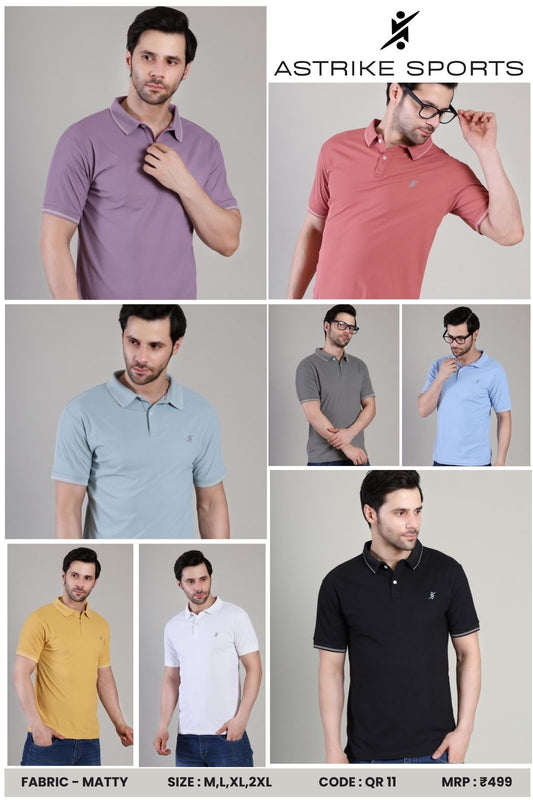 Men Slim Polo Neck T-shirt at Wholesale Price QR 11 | 6 Pcs Box