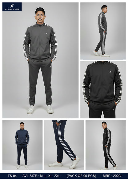 Men Solid Slim Fit Mock Winter Tracksuits at Wholesale Price TS-04 | 6 Pcs Box