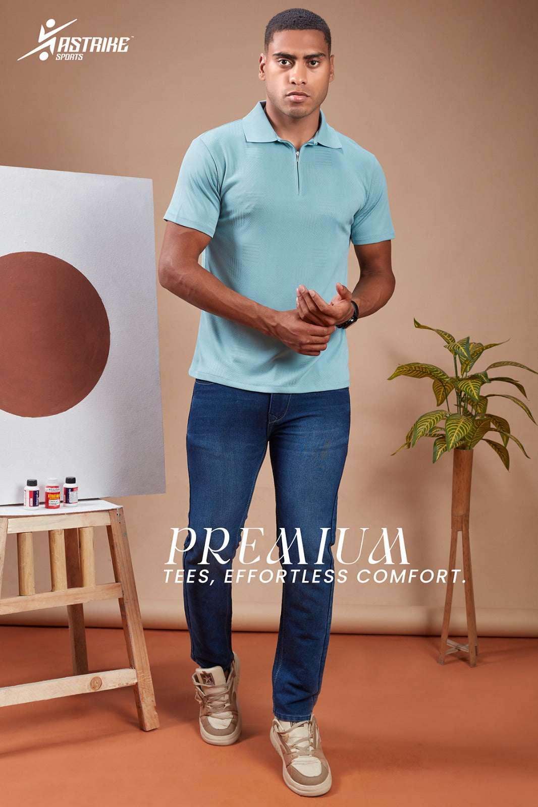 ASTRIKE SPORTS POLO ZIP T-shirt at Wholesale Price QR 49 | 6 Pcs Packing