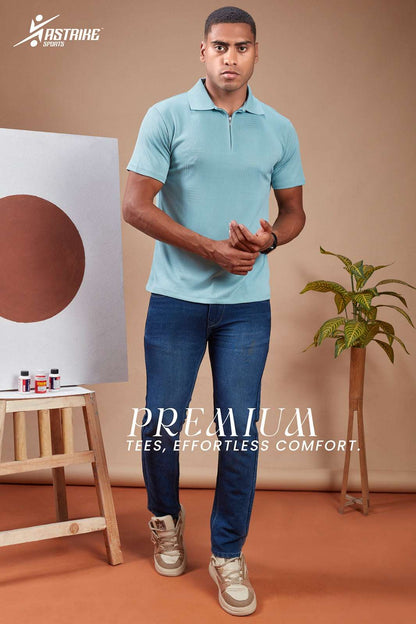ASTRIKE SPORTS POLO ZIP T-shirt at Wholesale Price QR 49 | 6 Pcs Packing