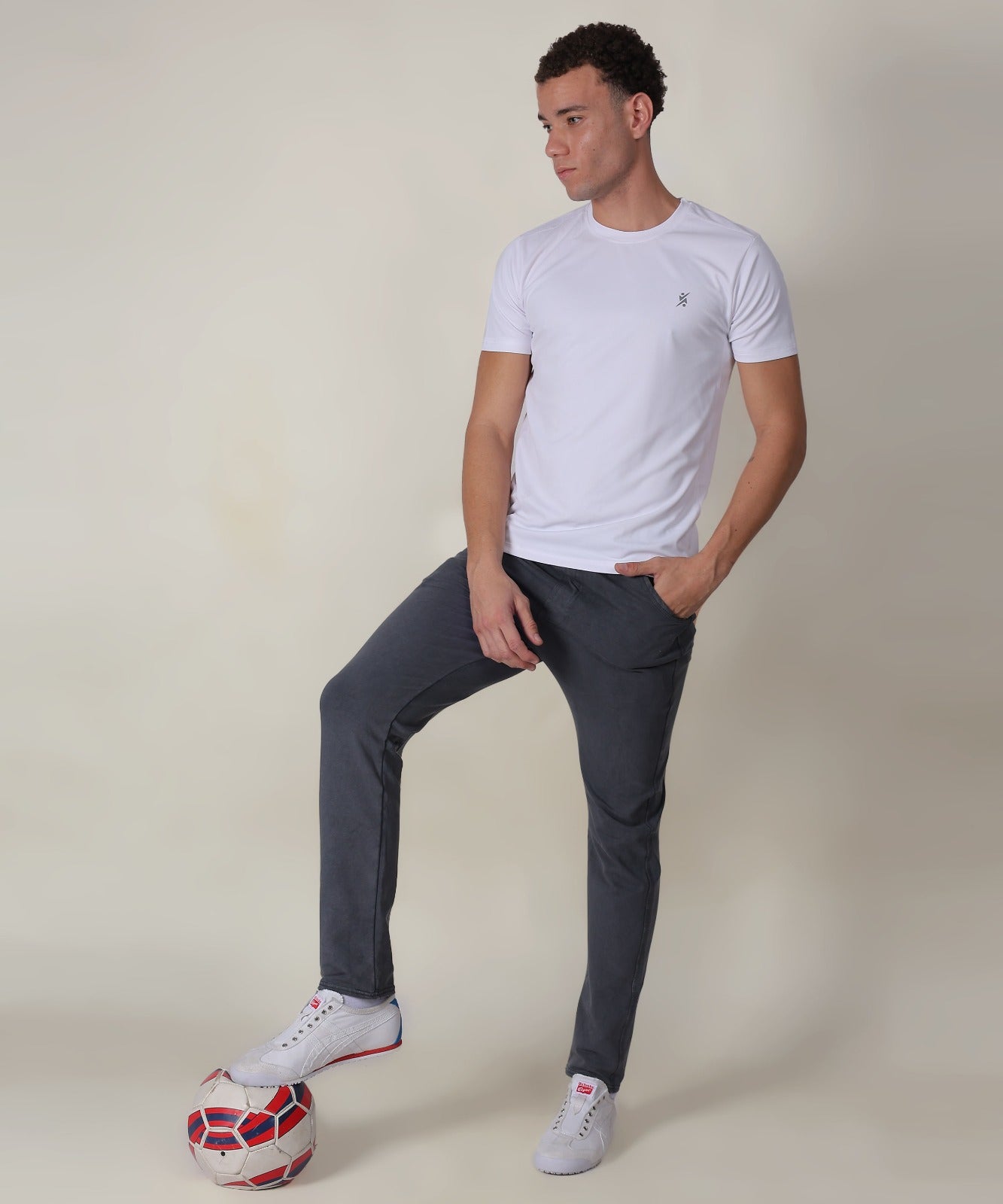 Men Slim Crew Neck T-shirt at Wholesale Price QR 10 Special White | 8 Pcs Box