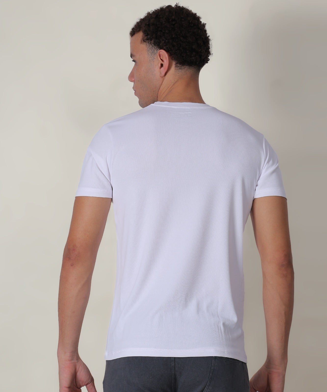 Men Slim Crew Neck T-shirt at Wholesale Price QR 10 Special White | 8 Pcs Box