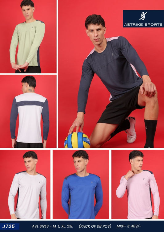 ASTRIKE SPORTS dot knit Crew Neck T-shirt at Wholesale Price J-725 | 8 Pcs Packing