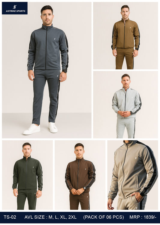 Men Solid Slim Fit Mock Winter Tracksuits at Wholesale Price TS-02 | 6 Pcs Box