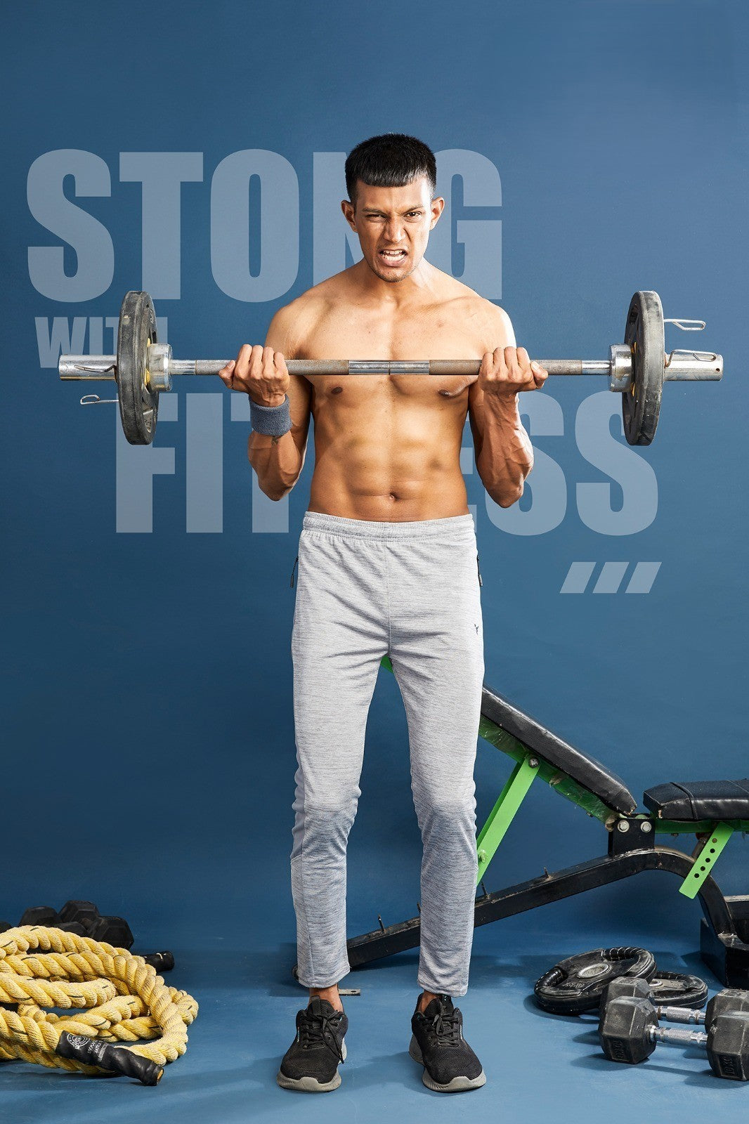 Men Melange Slim Fit Trackpants at Wholesale Price QR 19 | 8 Pcs Box