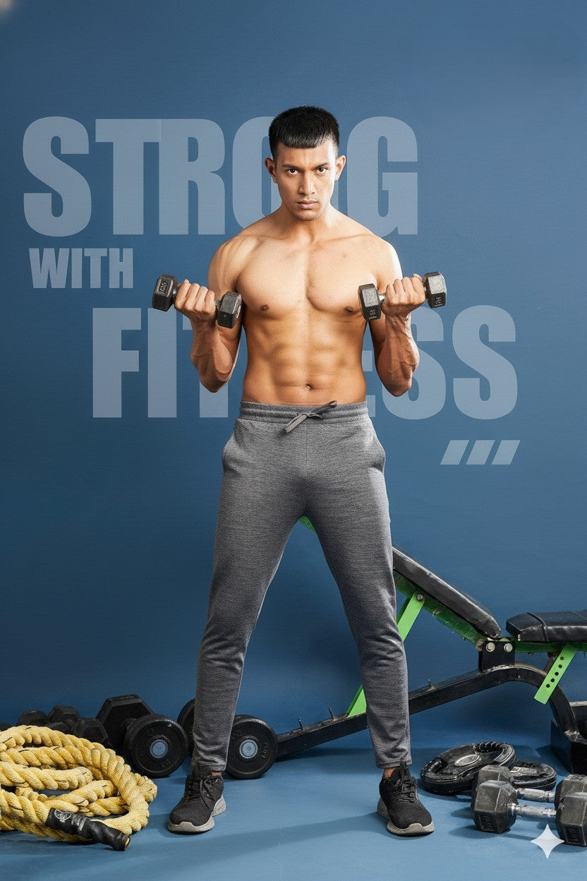 Men Melange Slim Fit Trackpants at Wholesale Price QR 19 | 8 Pcs Box