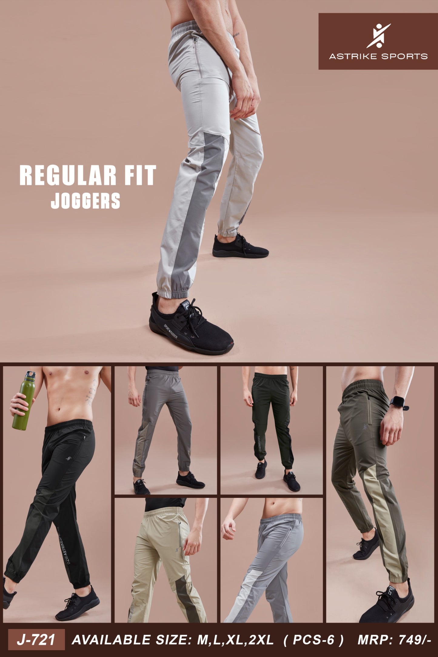 Men Solid Relax Fit Joggers at Wholesale Price J 721 | 8 Pcs Box