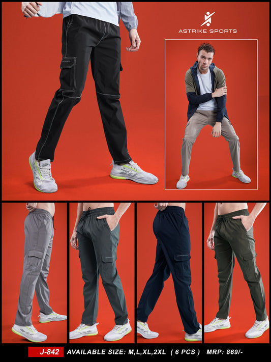 Men Mid-Rise Cargo Pants at wholesale J 842 | 6 Pcs Packing