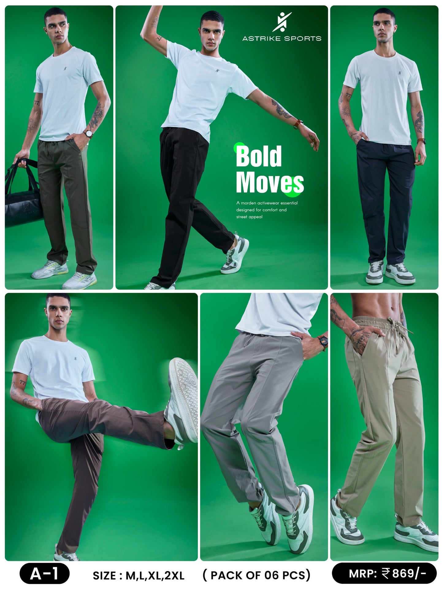 Men Solid Relax Fit Sports Trackpants at Wholesale Price A-1 | 6 Pcs Box