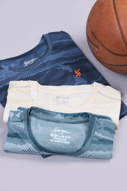 J-125 Men Jacquard Slim Fit Round Neck T-shirt | 6 Pcs Packing